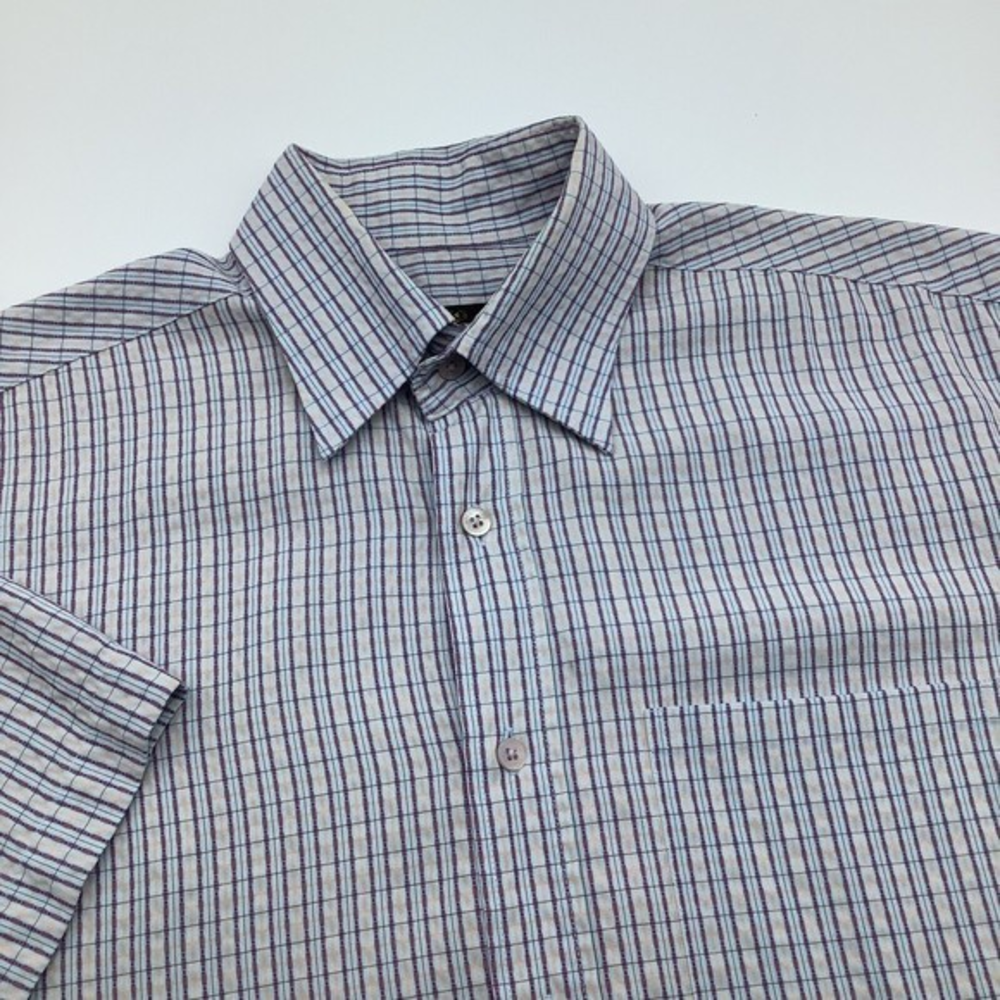Bugatchi Mens Short Sleeve Button Up Seersucker Shirt Striped Size Medium